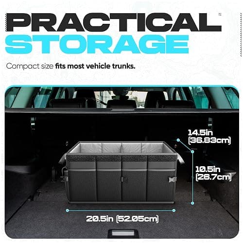 FORTEM Trunk Organizer For SUV Car Trunk Organizer, Foldable Storage, Car Accessories for Women Men, Collapsible Bag, Perfect Christmas Gifts, 600D Oxford, Non Slip Bottom, Straps, Soft Cover (50L) thumbnail 2