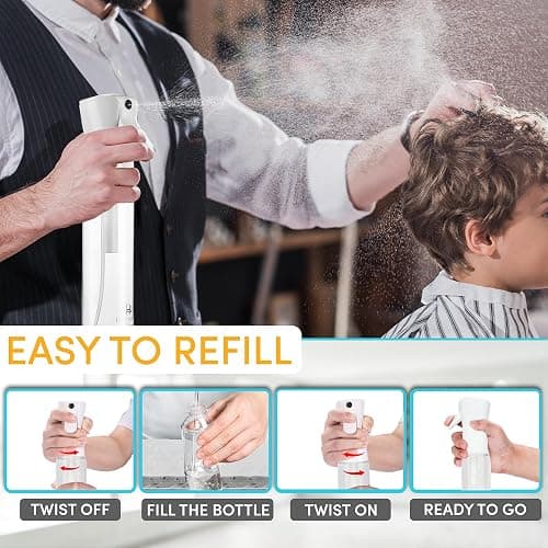 Hula Home Spray Bottle for Hair (10.1oz/300ml) - Powered by Flairosol® Spray Technology - Continuous Ultra Fine Mist Sprayer – For Hairstyling, Cleaning, Salons, Plants, Essential Oil & More - White thumbnail 4
