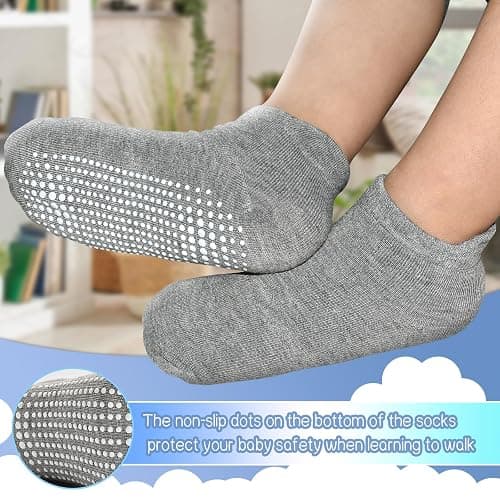 GRPSKCOS Non Slip Toddler Socks 15 Pairs Toddler Grip Anti Skid Low Cut Socks for 1-7 Years Boys Girls thumbnail 5