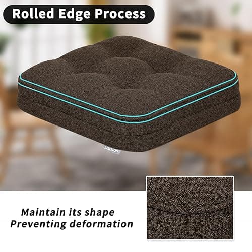 GOFORIT Chair Cushions,Tufted Shredded Memory Foam Chair Pads, Non-Slip Seat Cushions with Removable Cover,16'' x 16'', Brown thumbnail 6