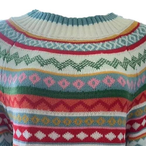 Womens Knitted Fair Isle Print Retro Sweater Long Sleeve Crewneck Ugly Christmas Fall Fashion Clothing 2025 thumbnail 3