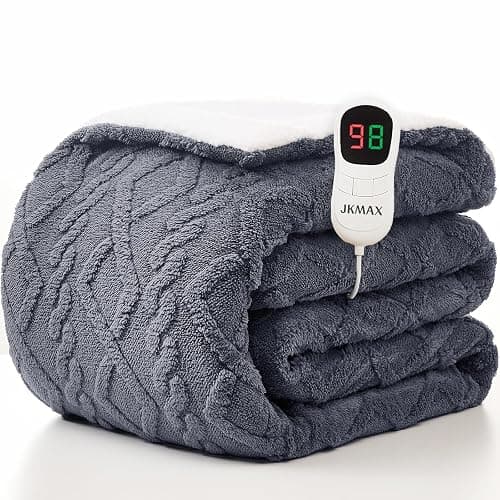 JKMAX Heated Electric Blanket Full Size-72"x84" Heating Blanket with 10 Heating Levels & 5 Time Settings Over-Heat Protection，Winter Warmer for Adults with ETL Certification（Grey） - Image 1
