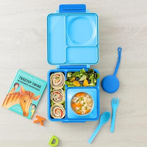 Omie OmieBox Kids Utensils Set with Case - 2 Piece Plastic, Reusable Fork and Spoon Silverware with Pod for Kids (Blue) thumbnail 4