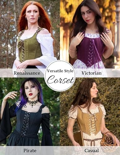 SCARLET DARKNESS Women's Renaissance Corset Tops Vintage Lace Up Overbust Bustier Bodice thumbnail 6