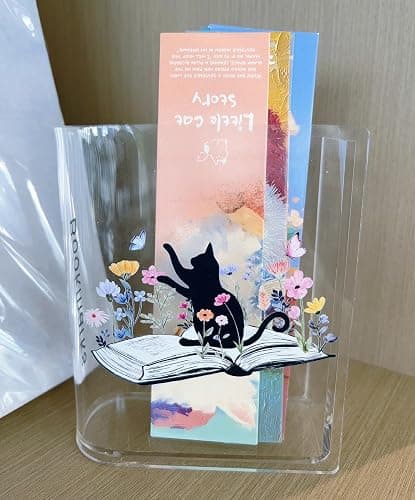 Bookmarks Holders Bookshelf Bookcase Decor, Home Office Desk Organizer, Book Marks Pen Pencil Holder, Friends Book Lover Gifts (Cat) thumbnail 6