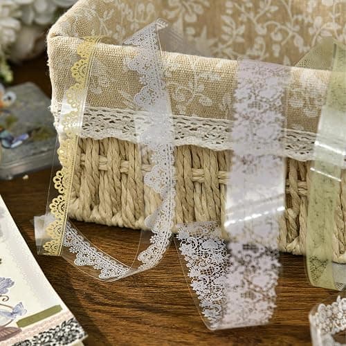 Songdao 6 Rolls Lace Patterns PET Tapes Floral Arts Decorative Tape Set Adhesive Transparent Masking Tapes for DIY Craft, Kids, Scrapbook, DIY, Gift Wrapping, Journal (Pure White) thumbnail 6