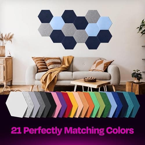 Ekkogo Acoustic Panels 12-Pack [Denim Blue Hexagon] thumbnail 6