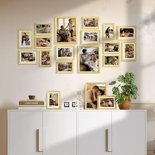 upsimples Picture Frames set of 19, Including 8x10, 5x7, 4x6 Gold Frame | Multi Picture Frames Collage Wall Decor, Gallery Wall Frame Set, Gift For Christmas, Mothers' day, Wedding, Dorm, Living Room thumbnail 6