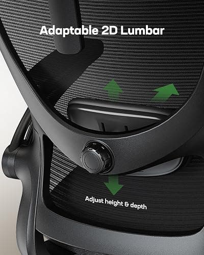 Marsail Ergonomic Office Chair: Office Computer Desk Chair with High Back Mesh and Adjustable Lumbar Support Rolling Work Swivel Task Chairs with Wheel 3D Armrests and Headrest thumbnail 4