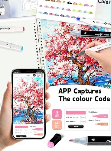 Brled 262 Colours Alcohol Markers with Free App, ‎Chisel Tip and Fine Tip Colouring Pens for Adults, Alcohol-Based Markers for Artists, Art Markers for Painting, Coloring, Sketching and Drawing thumbnail 5