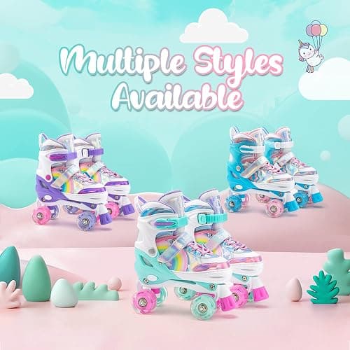 SULIFEEL Rainbow Unicorn 4 Size Adjustable Roller Skates for Girls Boys for Kids Ages 3-5 5-8 6-12 Children Skates Indoor Outdoor thumbnail 7