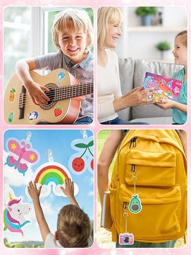 FUN LITTLE TOYS 24Pcs Diamond Art Kits, Diamond Painting Kits, Arts and Crafts for Kids Ages 6-12, Gem Art As Gifts Ideas for Girls and Boys, Small Diamond Painting Stickers, Kids Craft Age 6+ thumbnail 7