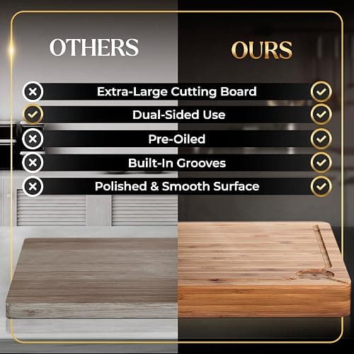 Deer & Oak Extra Large Chopping Board - 40 x 30 x 3.8cm Extra Thick Wooden Bamboo Meat Chopping Board, Butchers Block, Chopping Block for Kitchen, Heavy Duty thumbnail 5