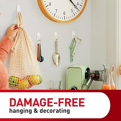 Command Large Utility Hooks, Damage Free Hanging Wall Hooks with Adhesive Strips, No Tools Wall Hooks for Hanging Back to School Dorm Organizers, 7 White Hooks and 12 Command Strips thumbnail 7