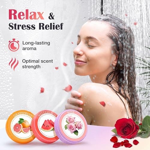 Qivatex Shower Steamers Aromatherapy, Easter Basket Stuffers, Birthday Gifts for Women Teen Girls Wife Mom, Natural Essential Oil SPA Self Care Relaxation Shower Bombs (8 Pack) thumbnail 3
