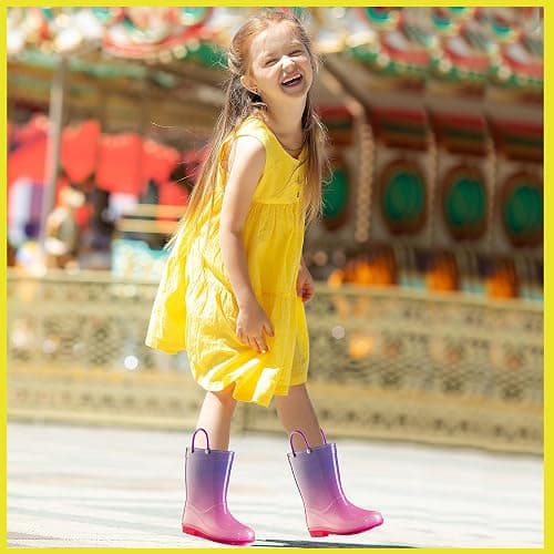 Puddle Play Kids' PVC Glitter Rain Boots with Easy-On Handles – Sparkly, Lightweight, for Girls & Boys – Toddler & Little Kid Sizes thumbnail 2