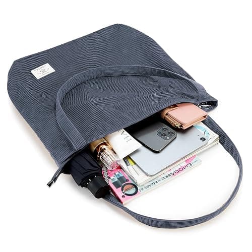 KALIDI Women Corduroy Tote Bag Zipper Casual Tote's Handbag Big Capacity Shoulder Bag with Pockets thumbnail 7
