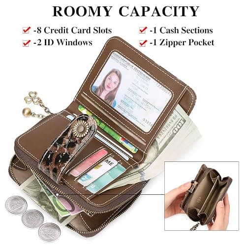 SENDEFN Geldbörse Damen Klein,Geldbeutel Frauen Leder, mit Münzfach Kleines Zipper Brieftasche Kartenhalter mit RFID Blocker thumbnail 5