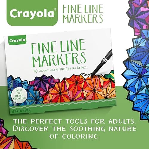 Crayola Fine Line Markers for Adults (40ct), Skinny Marker Set for Adult Coloring Books, Stocking Stuffer for Teens, Aesthetic Art Supplies, Stress Relief Activity thumbnail 5