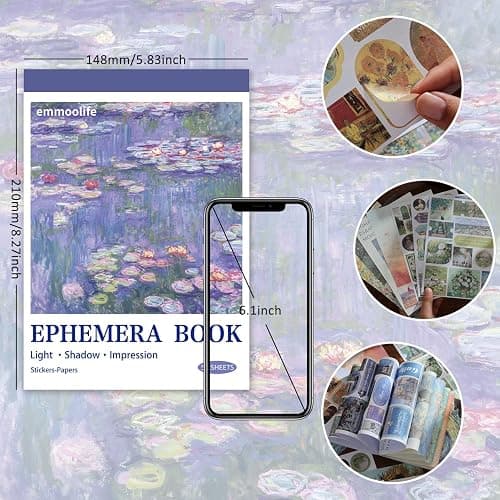 Vintage Oil Painting Scrapbook Sticker, Journaling Supplies for Junk Journal, 500+ Scrapbooking Washi Stickers & 25 Ephemera Papers Art Scrapbook Supplies for Adults Teens Women Girls Junk Journal thumbnail 3
