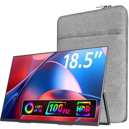 VisionOwl Large Portable Monitor 18.5-Inch 1080P FHD 100Hz Refresh Rate Laptop Monitor, 125% sRGB, IPS Panel, USB-C & HDMI for Laptop, PC, Mac, PS5, Xbox, Built-in Kickstand, Speakers, VESA Mountable - Image 1