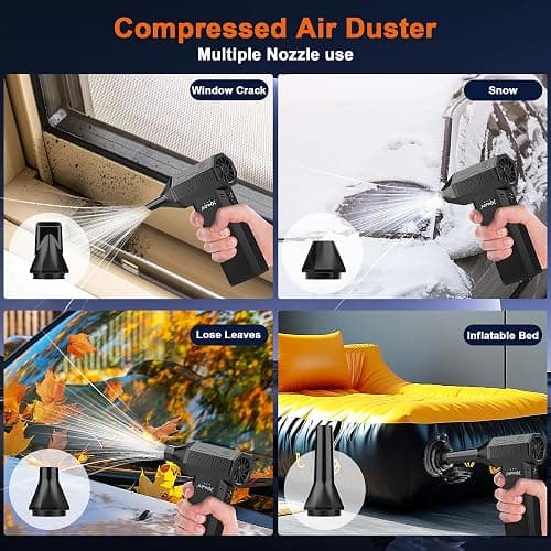 JVSCAM X3 Compressed Air Duster - Electric Air Duster with Brushless Motor,3 Gear Adjustable - mini Snow Blower- Rechargeable Air Duster for PC, Keyboard, Car,Outdoors,Home,Snow and Leaves Clearing thumbnail 5