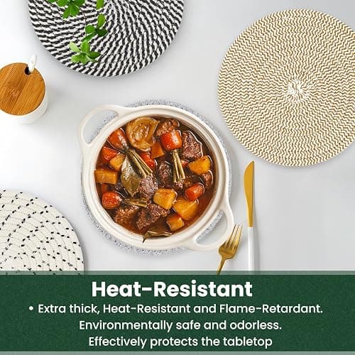 KITLAB 8 Inch Trivets for Hot Dishes, Hot Pots and Pans, Thick Heat Resistant Large Coaster for Kitchen, Hot Pads, Kitchen Essentials, Kitchen Decor for Table & Countertop, 6 Pcs thumbnail 5