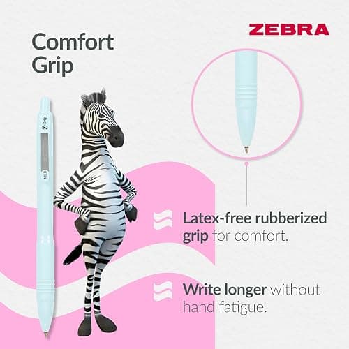 Zebra Pen Z-GRIP Smooth Ballpoint Pens Black Ink 5pk - Pastel Barrel 1mm Medium Point Retractable Ink Pens with Clip - Smooth Writing Pens with Low Viscosity Ink, Comfort Grip - 5 Pens Multipack thumbnail 3