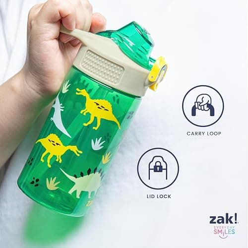 Zak Designs Disney Sage Water Bottle For School or Travel, 25oz Durable Plastic Water Bottle With Straw, Handle, and Leak-Proof, Pop-Up Spout Cover (Stitch) thumbnail 7