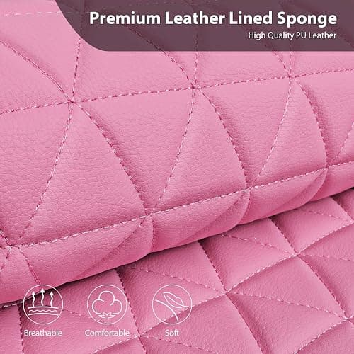 CAR PASS Bling Diamond Pink Leather Car Seat Covers Full Sets Interior Sets, Waterproof Shining Glitter Sparkly Crystal Universal Armrest Fit for Automotive Truck SUV Cute Women Girl, Pink Rhinestone thumbnail 5