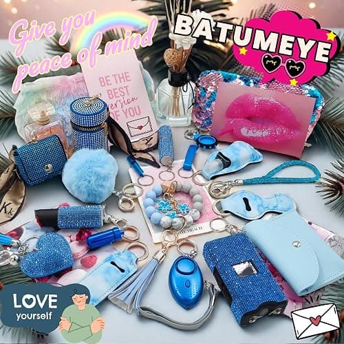 BATUMEYE Keychain Set Gift for Women with Card Holder | Wristlet Strap, Whistle, Travel Bottle Holder, Bottle Opener, Durable Synthetic Leather, Chic Printed Design, Portable thumbnail 2