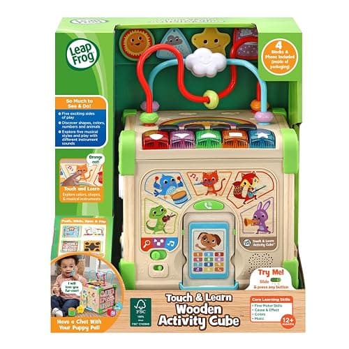 LeapFrog Touch and Learn Electronic Musical Light-Up Wooden Activity Cube Toy, Animal Themed, Ages 1 and Up thumbnail 7