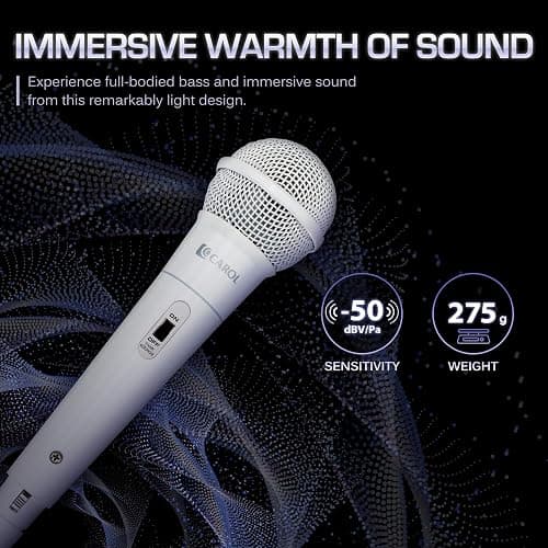 CAROL MUD-525 White XLR Wired Vocal Microphone for Karaoke – Dynamic Unidirectional Mic for Singing, Conference & Campus Use. Durable Design for Longevity, Includes Mic, 14.8ft XLR Cable & Switch thumbnail 3
