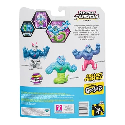 MrBeast Lab - Hyper Fusion Stretchy Hero, Sabertooth Squid, 5 Inch (12.7CM) Goo Filled Standing Figure, Stretch Up to 3 Times His Size, Collect All 3; Cobra Panther, Tiger Dragon and Sabertooth Squid thumbnail 5