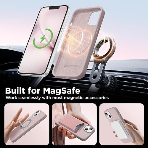 GolbinBox Magnetic for iPhone 13 Case & iPhone 14 Case, Compatible with MagSafe, [Soft Anti-Scratch Microfiber Lining], Slim Liquid Silicone Shockproof Protective Phone Case 6.1 inch, Light Taro thumbnail 4