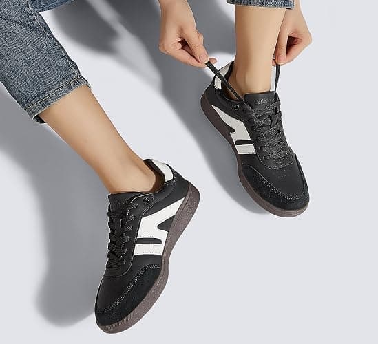 LUCKY STEP Women Classic Retro Gum Sole Fashion Sneakers Casual Tennis Skate Shoe Genuine Leather Walking Footwear Anti Slip Trainers thumbnail 2