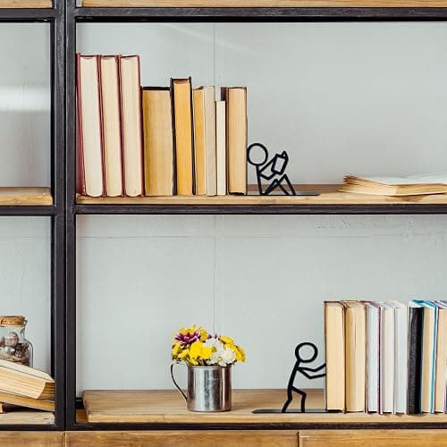 Bookends Decorative Metal Unique Office Desk Bookends Cute Book Ends Reading Decor Bookshelf Decor for Office School Library Bedroom, Book Lovers Gift thumbnail 4