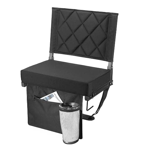 VILLEY Stadium Seats for Bleacher with Back Support, Folding Stadium Seat Cushion, Portable Bleacher Chair, Stadium Chair for Sports Events, Black - Image 1