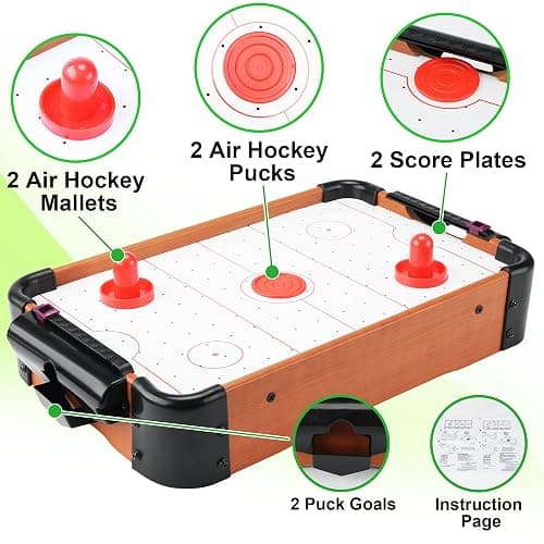 OSHYLE Mini Table de Hockey sur Air en Bois MDF - Construction Robuste et Élégante, Idéale pour Les Fêtes, Anniversaires et Rassemblements en Famille thumbnail 5