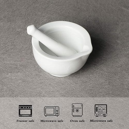 LEETOYI Small Ceramic Mortar Pestle Set, Herb Grinder Pill Crusher 3.3-inch | Ceramic Mortar Pestle Set, Herb Grinder Pill Crusher thumbnail 2