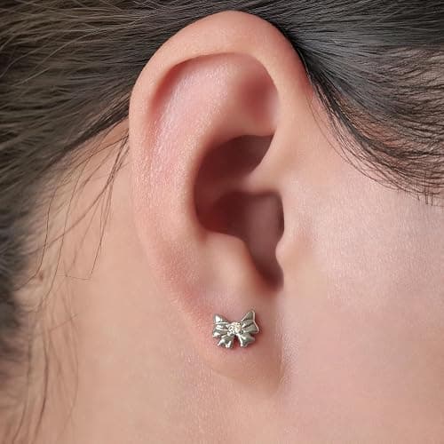 Limerencia 2Pcs 18g Titanium Internally Threaded Tragus Piercing Jewelry Nose Studs Flat Back Earrings Labret, Lip, Helix, Cartilage, Conch, Medusa Piercing for Women Men Sensitive Ears thumbnail 2