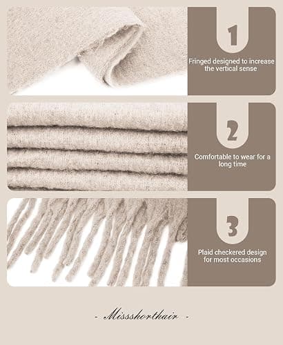MissShorthair Thick Scarf for Women Big Chunky Colorful Blanket Fluffy Soft Scarves Winter Colorful Shawl Warps thumbnail 4