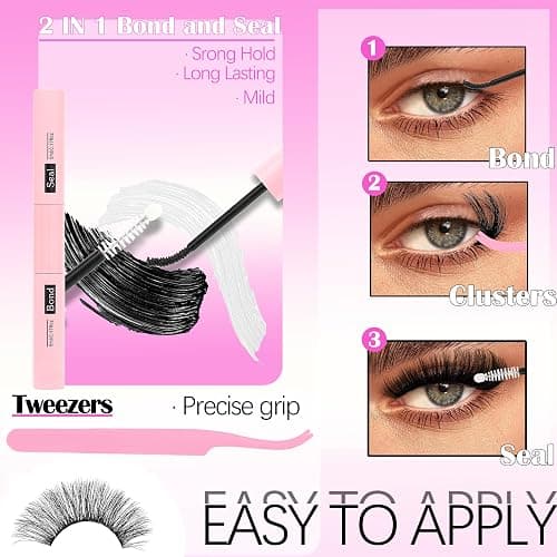 YIDUO 6 Styles Lash Clusters Kit 40D+60D+80D+Manga with Spikes Portable Lash Makeup Bag Kit Volume Studio Effect C/D Curl Lashes Kit 10-18mm Wispy Individual Eyelash Extensions with Lash Bond and Seal thumbnail 7
