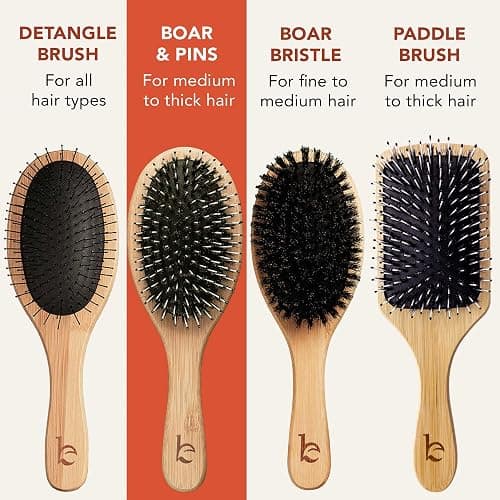 Boar Bristle Hair Brush - Smoothes & Detangles All Hair Types | For Women, Men, and Kids, Versatile for Wet or Dry Hair thumbnail 5