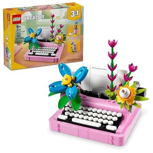 LEGO Creator 3 in 1 Typewriter with Flowers - Building Toy with 3 Building Options, Typewriter, Flowerpot with Pen & Notebook, or Keytar - Gift Idea for Birthdays - 31169 - Image 1