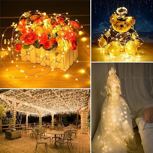 Twinkle Fairy Lights 8 Modes with Remote and Timer 33ft 100LED | USB Plug in String Lights Waterproof String Lights for Bedroom Indoor Wreath Party Wedding Christmas Decoration, Warm White thumbnail 6