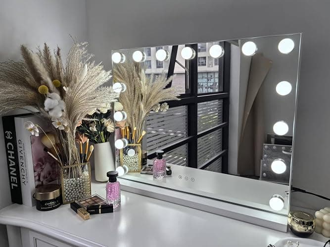 KOTTOVA Vanity Mirror with Lights,23" x 18.1" Large Hollywood Lighted Makeup Mirror with 15 LED,3 Colors Modes, with Detachable 10X Spot Mirror,Smart Touch Control,Plug in(Tabletop & Wall-Mounted) thumbnail 8