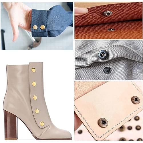 Snap Fastener Kit, 120 Sets Snap Buttons and 4 Pcs Snap Button Kit Fixing Tools, Snaps Button Press Studs Kit for Clothing, Sewing, Jeans, Leather, Canvas, Craft, DIY (6 Colors) thumbnail 6