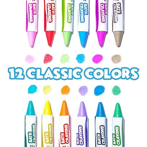 Tub Works® Smooth™ Bath Crayons Bath Toy, 12 Pack | Nontoxic, Washable Bath Crayons for Toddlers & Kids | Unique Formula Draws Smoothly & Vividly on Wet & Dry Tub Walls | Hexagon Grip Bathtub Crayons thumbnail 3