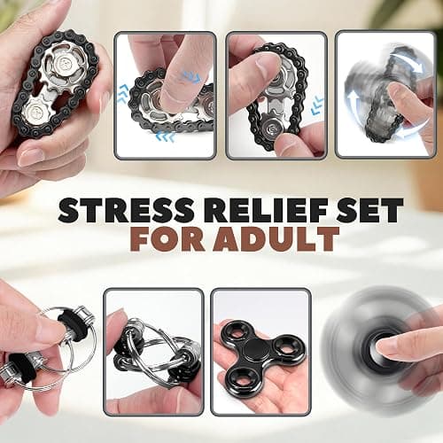 5 Pcs Fidget Toys Adults Metal Figette Spinner Magnet Slider for Teen Boys Quiet Office Desk Cool Gadgets Pain Stim Anxiety Stress Relief Items ADHD Autism Figets Magnetic Gifts for Teens EDC for Men thumbnail 5